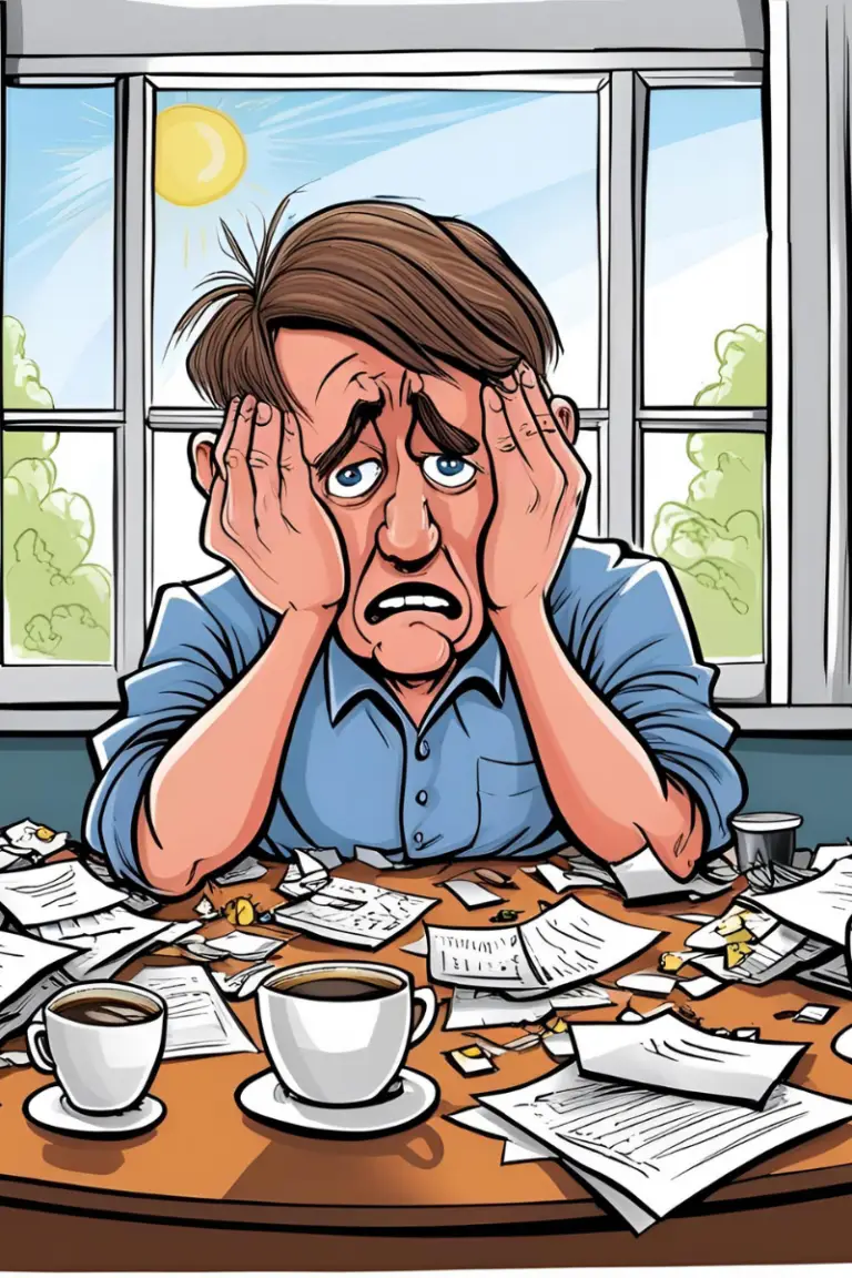 Stressed small business owner showing signs of burnout at desk