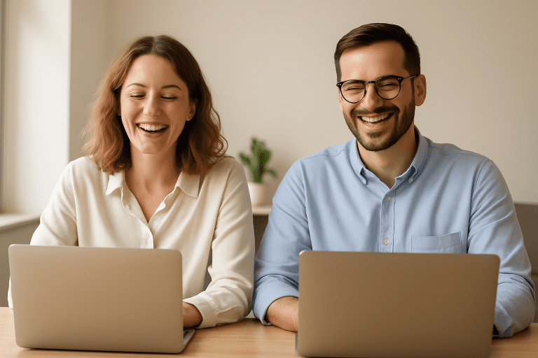 virtual assistant helping small business owner with admin tasks